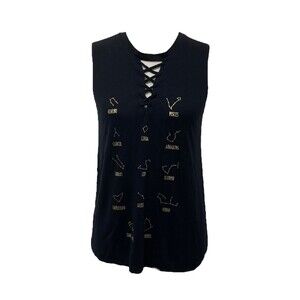 Modern Lux Women's Tank Top Black Sleeveless Astrology Crewneck Size Medium